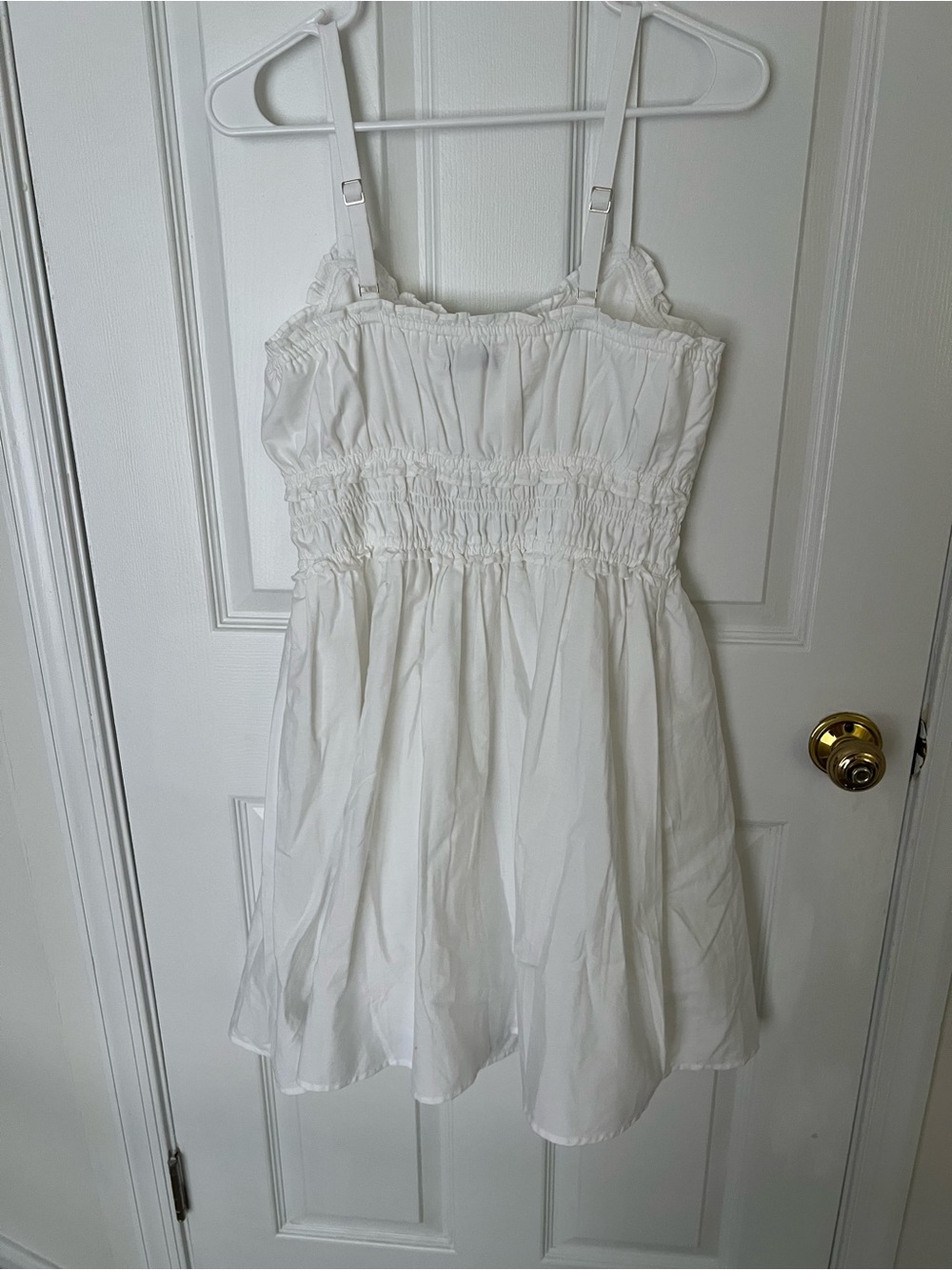 Abercrombie & Fitch Cream Smocked Waist Spaghetti Strap Mini Dress - Picture 2 of 4